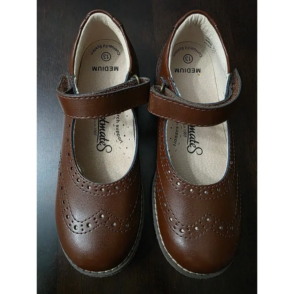 Footmates Lydia Brown Tooled Leather Mary Janes Size 13